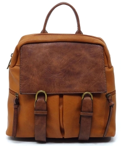 Fashion Colorblock Backpack CMS046 BROWN
